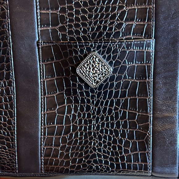 Coldwater Creek Dark Brown  Croc-Embossed Tote - Picture 3 of 15
